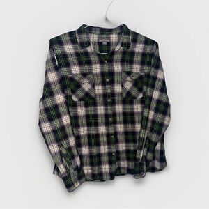 Eddie Bauer Green and Purple Plaid Button Down Shirt